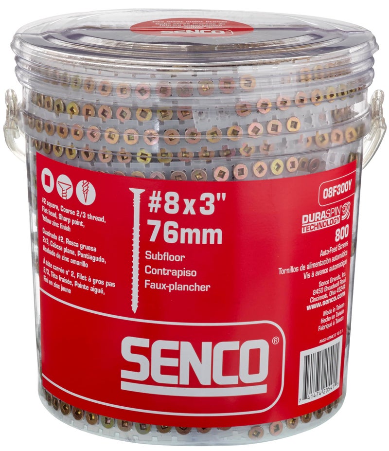Senco 08F300Y DuraSpin #8 x 3-inch, Wood to Wood Collated Screw, 800 Ct. - Image 1